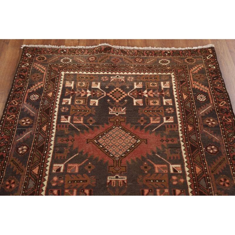 Heriz Persian Vintage Runner Rug Hand-knotted Wool Carpet - 3'8"x 11'4"