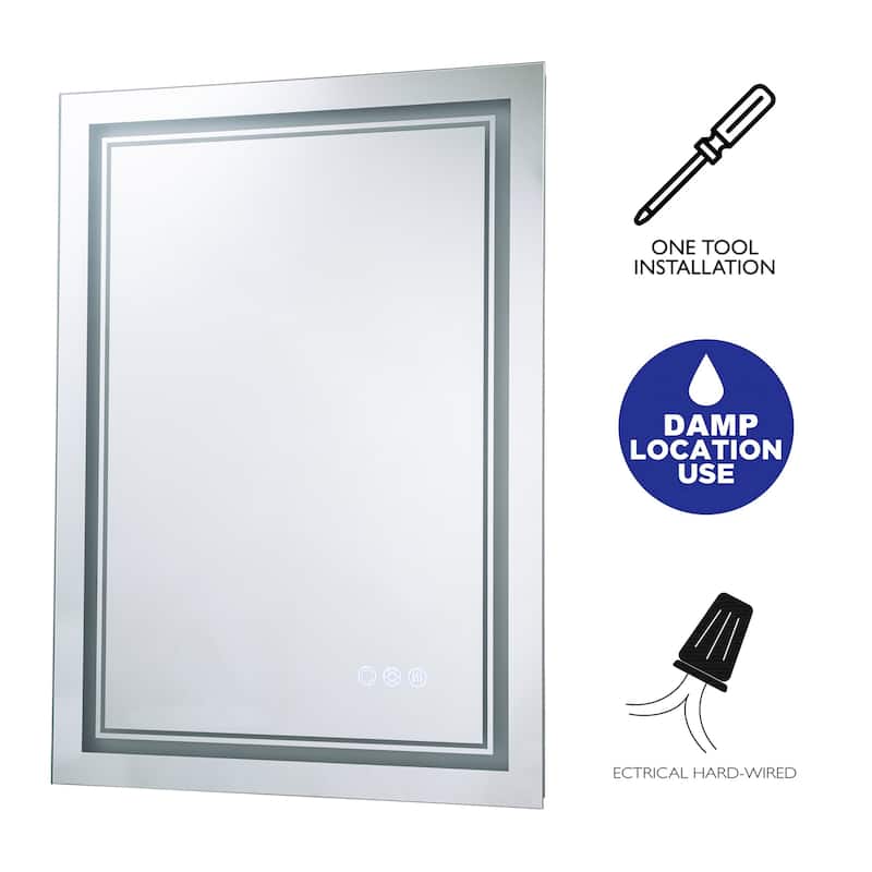 Rectangular Anti-Fog Color Changing Dimmable Bathroom LED Mirror