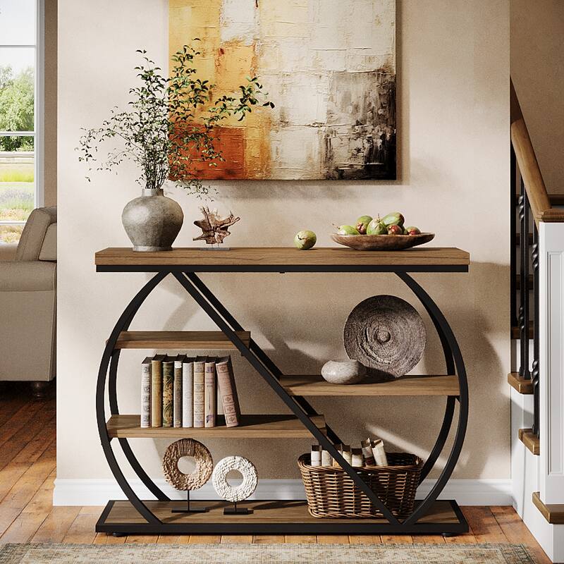 5-Tier Console Table, 41.3" Industrial Entryway Table with Shelves