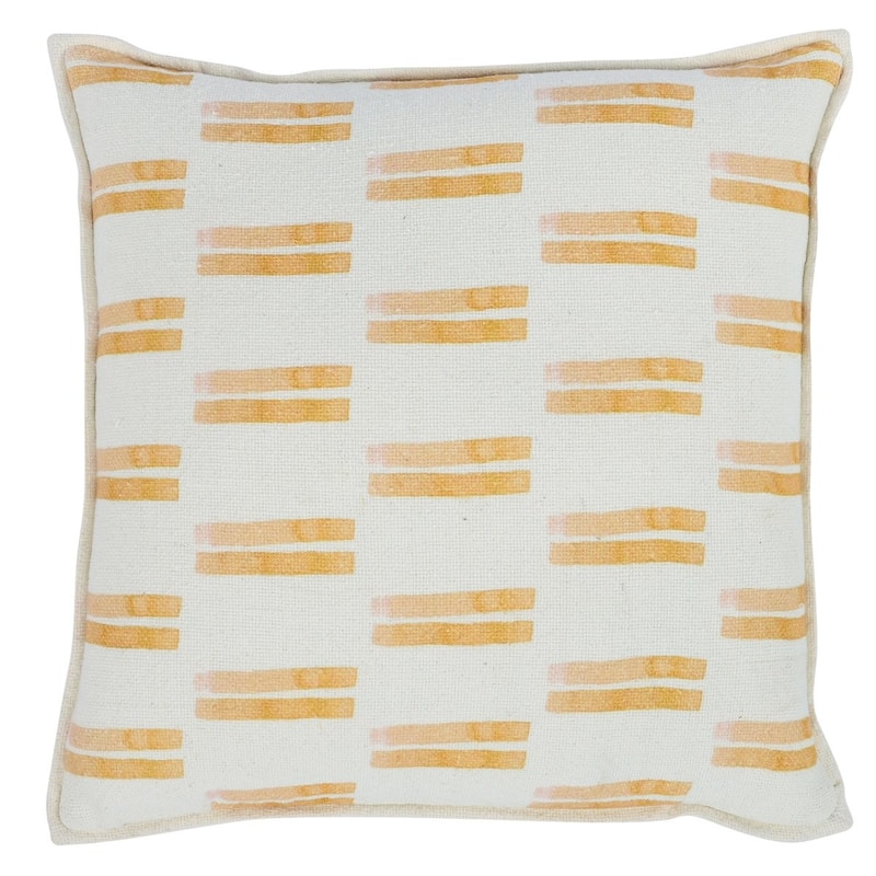 Dalia 22" Square Throw Pillow, Ivory/Orange, by Kosas Home