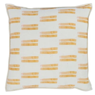 Dalia 22" Square Throw Pillow, Ivory/Orange, by Kosas Home