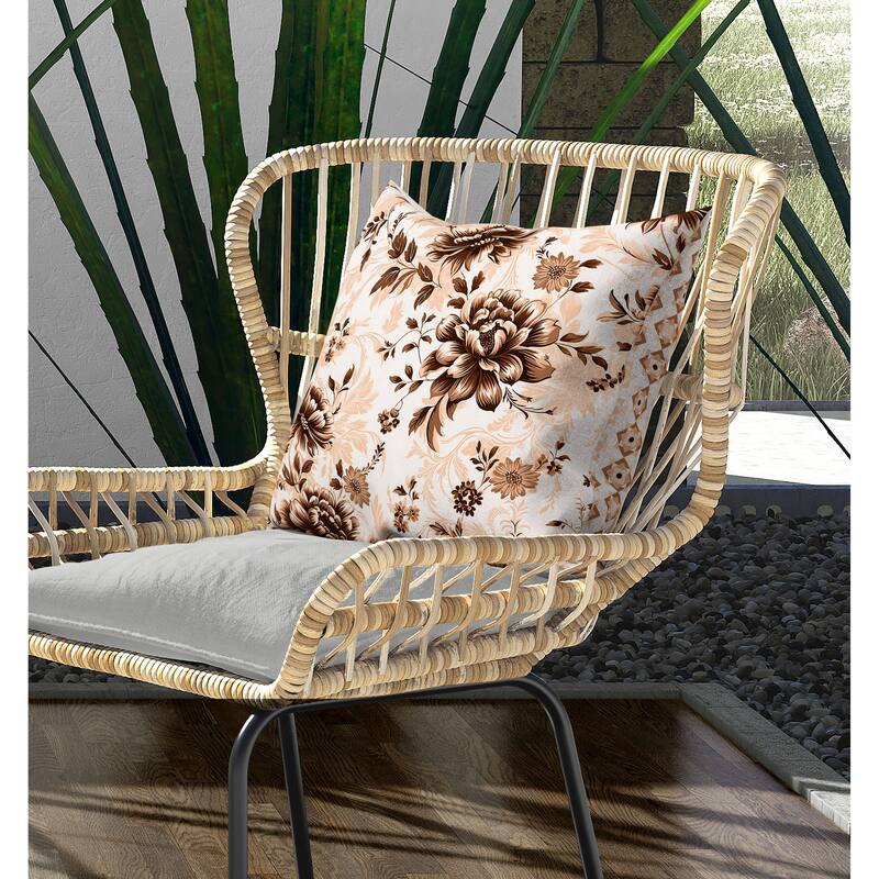 Nature's Canvas Indoor/Outdoor Reversible Throw Pillow Light and Orange
