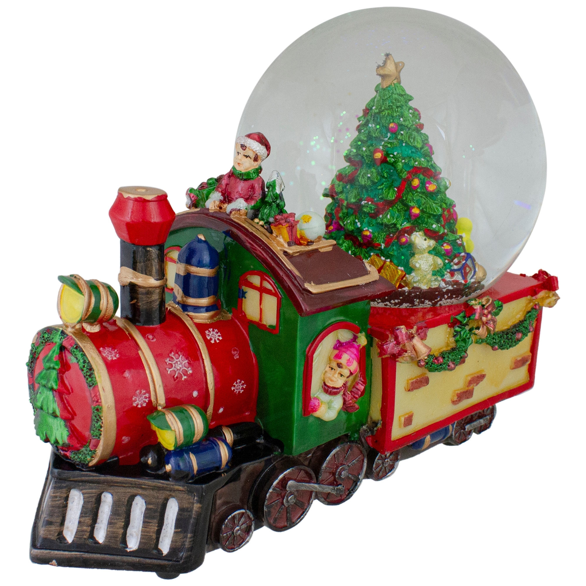 8 Christmas Train with Tree Musical Snow Globe Tabletop Decoration - 8"