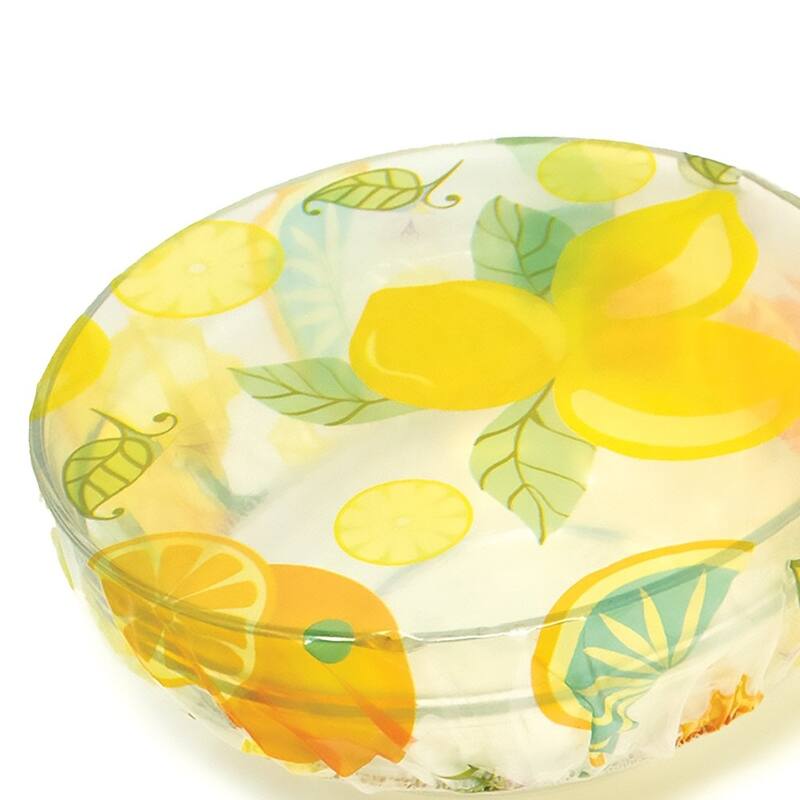 Norpro 6pc Set Citrus Pattern Reusable Elastic Decorative See Through Bowl Covers
