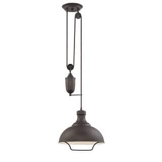 Vintage industrial pulley adjustable pendant light with oil rubbed bronze finish