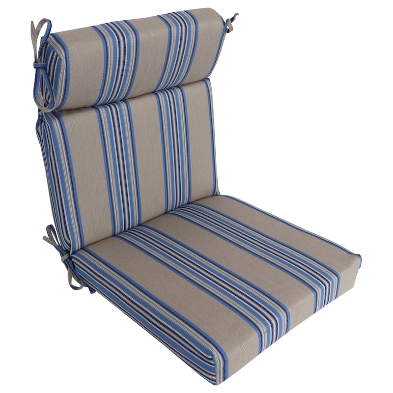 20-inch by 42-inch Striped Woven Olefin Outdoor Seat/ Back Chair Cushion - 20 x 42 - Copley Lapis