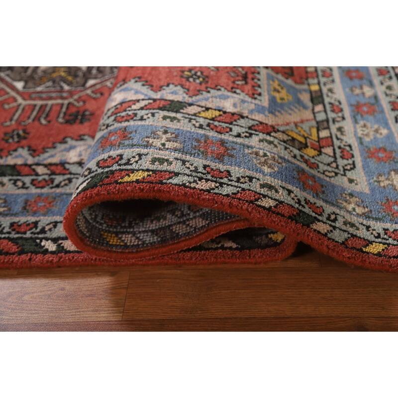 Geometric Heriz Serapi Indian Rug Hand-Knotted Wool Carpet - 4'0"x 6'0"