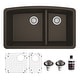 preview thumbnail 50 of 66, Karran Undermount Quartz 32 in. 60/40 Double Bowl Kitchen Sink Kit Brown