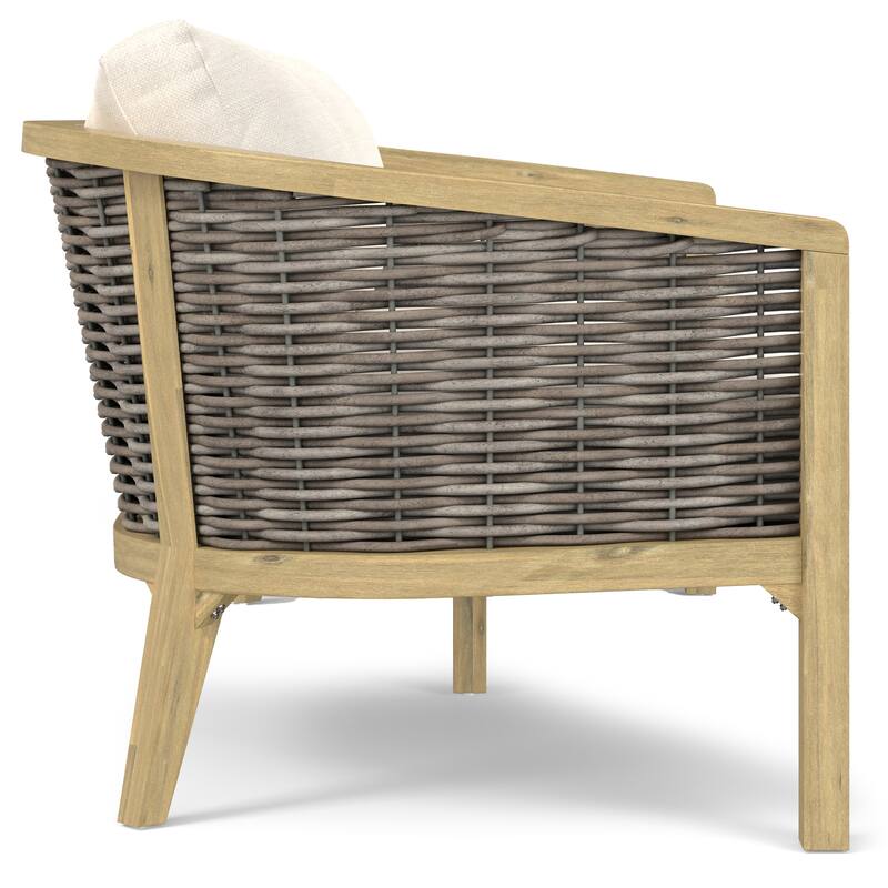 WyndenHall Iris 70 inch Wide Contemporary Outdoor Sofa in Natural Polyester Fabric, Fully Assembled