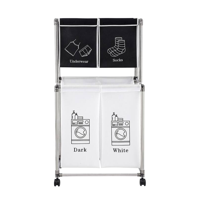 Fabric Laundry Basket with 4 Removable Bags and 4 Wheels