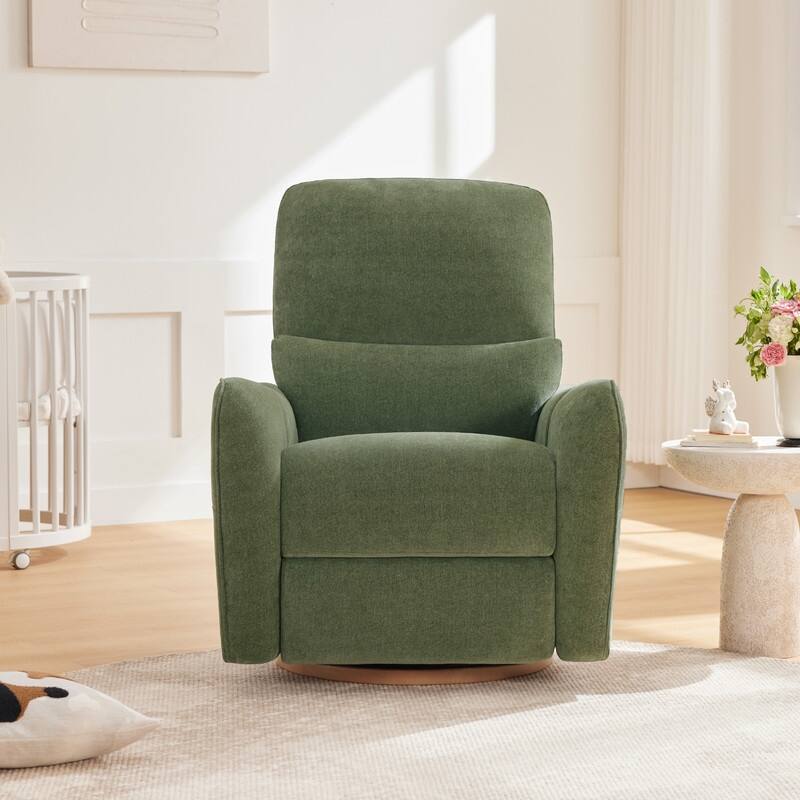 Spruce & Spring Power Swivel Recliner Chair Nursery Glider with Lumber Pillow
