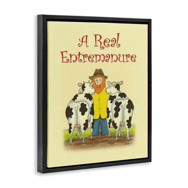 Stupell Vintage A Real Entremanure Framed Floater Canvas Wall Art Design By Roger Straub