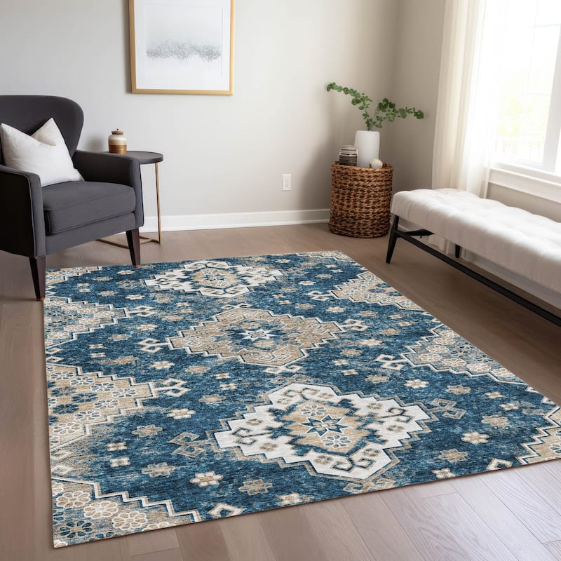 Machine Washable Indoor/ Outdoor Chantille Boho Tribal Rug
