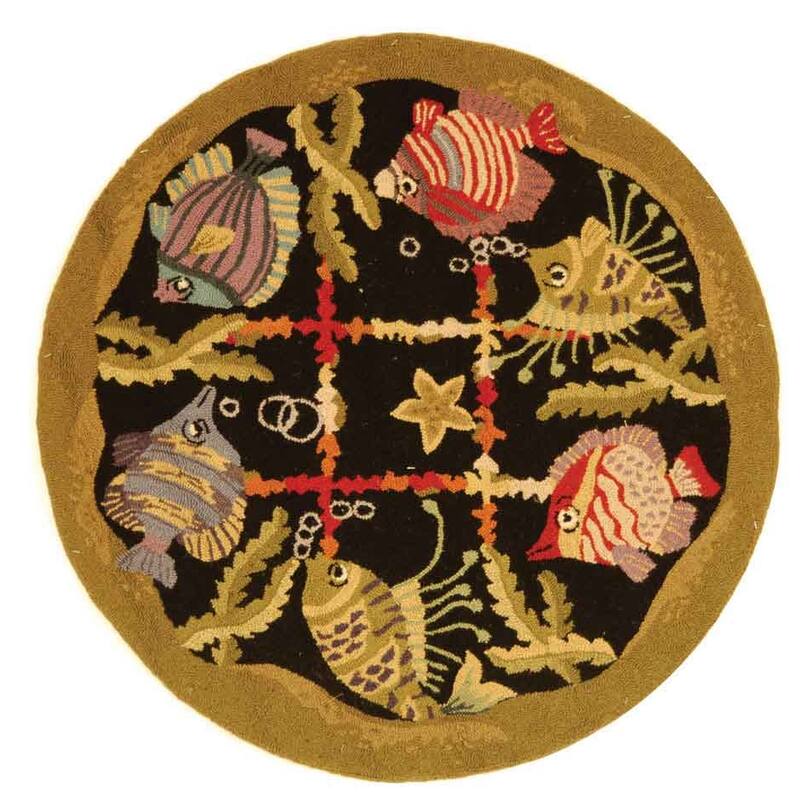 SAFAVIEH Handmade Chelsea Dorlies French Country Wool Rug - 5'6" Round - Black