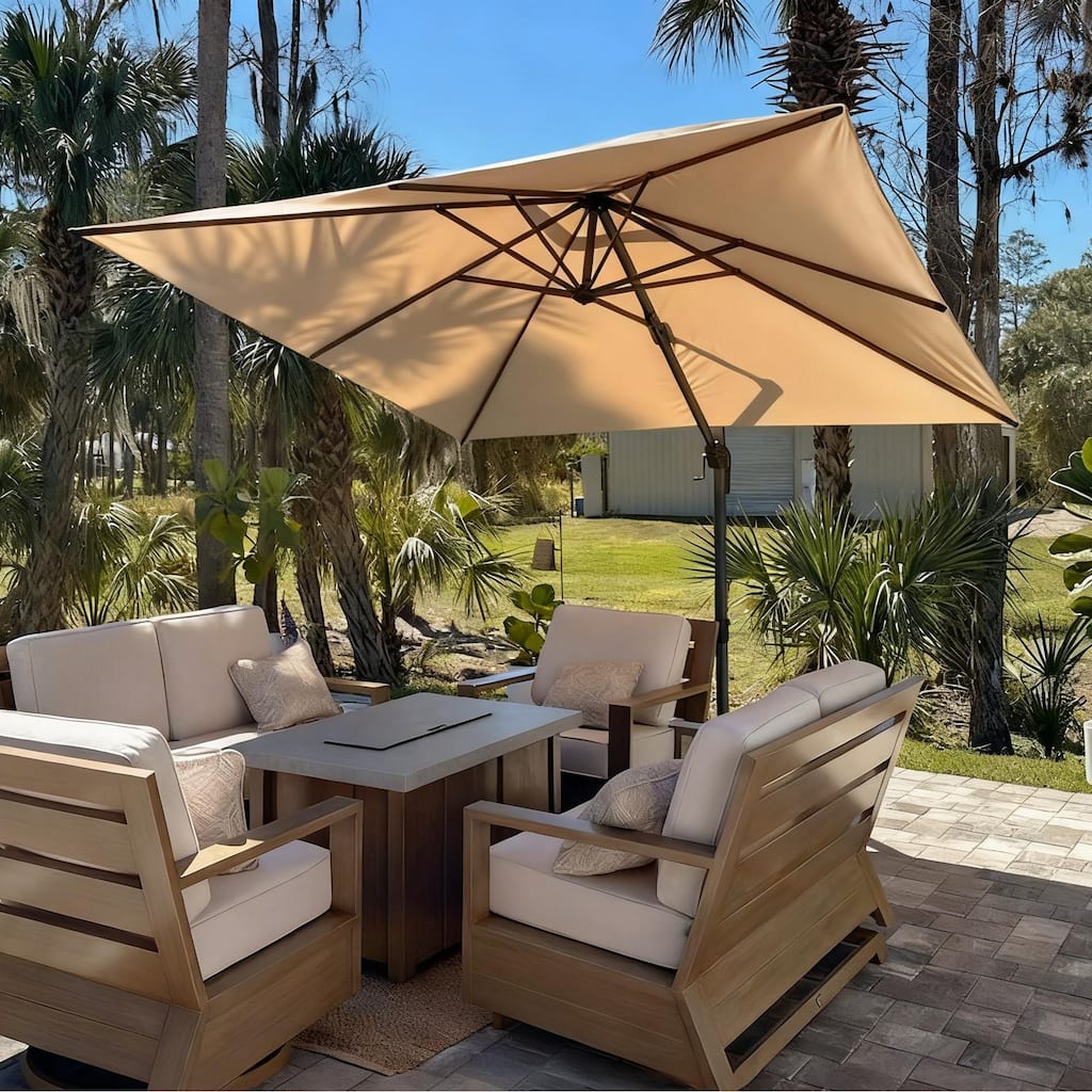 PURPLE LEAF 10 ft Square 360 Degree Rotation Patio Cantilever Umbrella