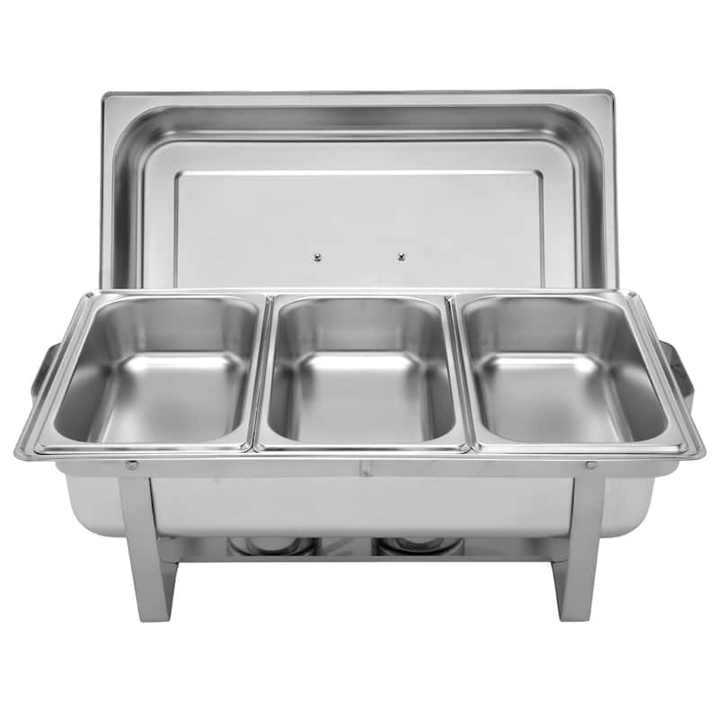 8QT Triple Server Food Warmer Buffet Trays Stove Chafing Dish