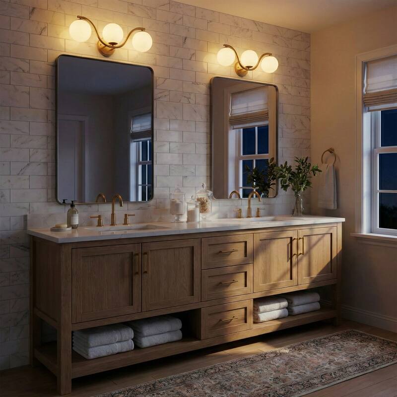 Acroma 3 - Light Gold Seel Wavy Dimmable Vanity Light