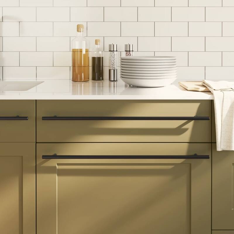 vidaXL Cabinet Handle Set Stainless Steel Medium - Black-22.0 x 1.3 x 0.5 inches