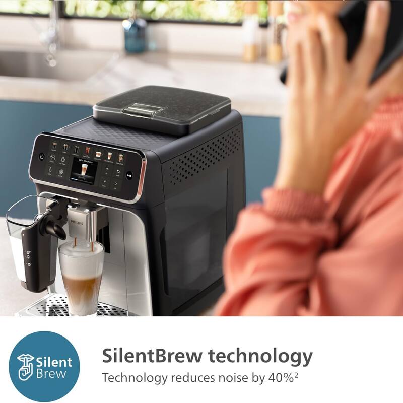 Philips 4400 Fully Automatic Espresso Machine with LatteGo Milk Frother, Black and Chrome