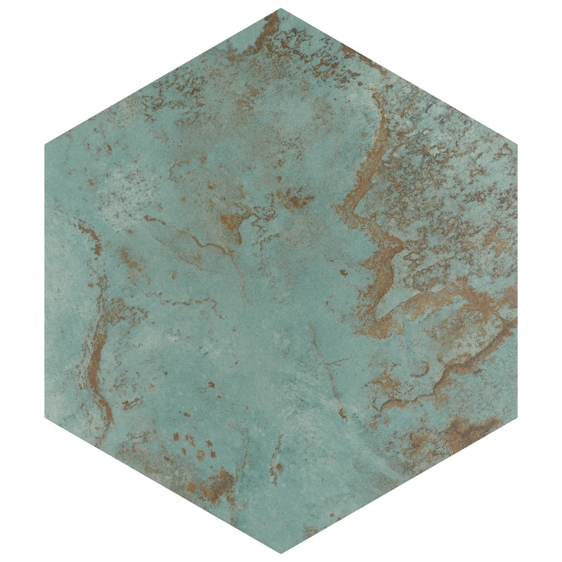 Merola Tile Zinc Hex Green 9-7/8" x 11-1/4" Porcelain Floor and Wall Tile