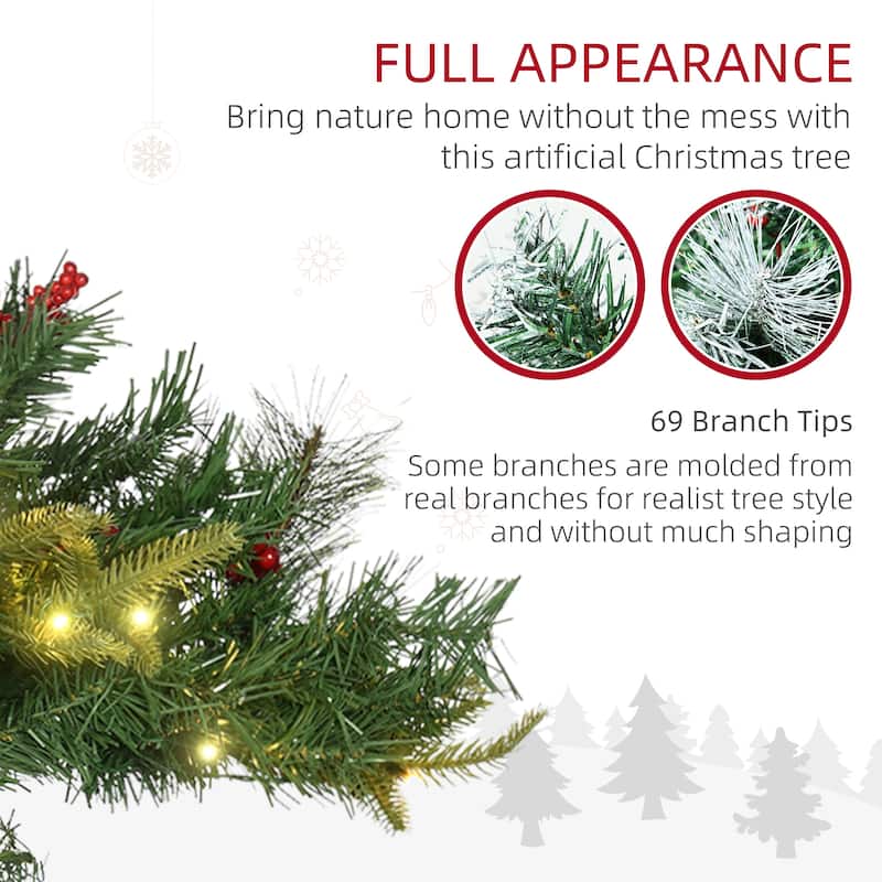 HOMCOM 2 ft. 2-Pack Small Outdoor Christmas Trees with Lights
