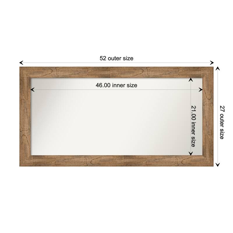 Owl Brown Framed Non-Beveled Custom Wall Mirror, Bathroom Vanity Mirror - Outer Size: 51.5 x 26.5