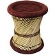 preview thumbnail 39 of 76, Natural Geo Moray Decorative Handwoven Jute Accent Stool Burgundy