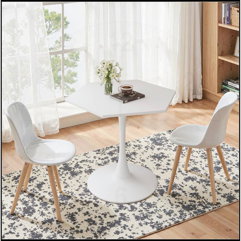 31.50"Modern Hexagonal Coffee Table with MDF Table Top - White