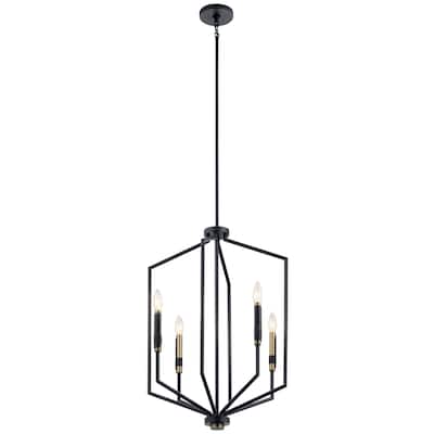 Kichler Armand 27 inch 4 Light Foyer Pendant in Black and Bronze Finish