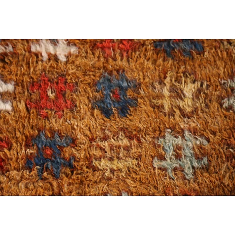 Geometric Moroccan Shaggy Oriental Rug Handmade Wool Carpet - 5'11" x 8'8"
