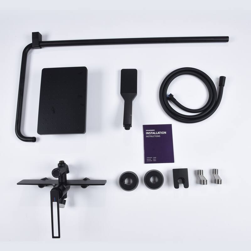 Exposed Tub and Shower Faucet with Handheld Shower Brass Brass Wall Mount Complete Shower System with Tub Spout