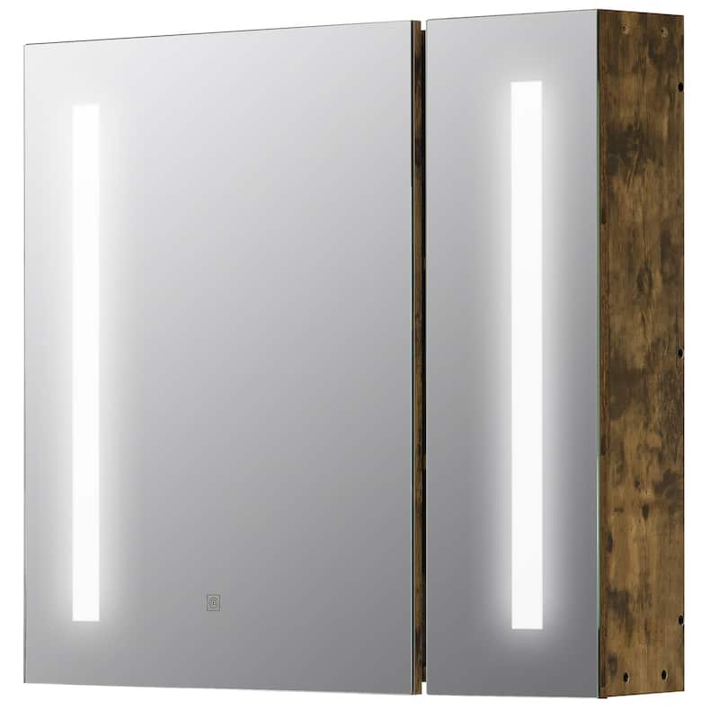 LED Lighted Bathroom Medicine Cabinet with Mirror, USB Charging, Adjustable Shelves, and 3-Tier Storage - Wall Mounted