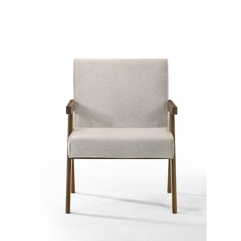 Modrest Joseline Modern Beige Fabric & Walnut Accent Chair (Set of 2)