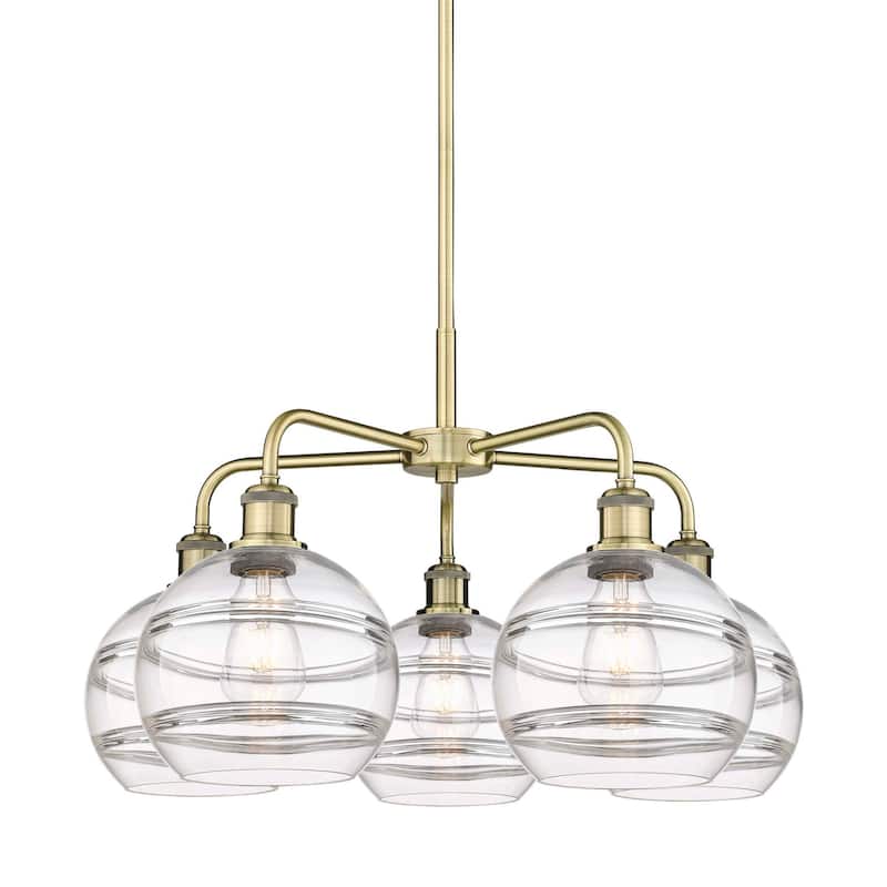 Innovations Lighting 516-5CR-16-26 Rochester Chandelier Rochester 5 - Antique Brass / Clear