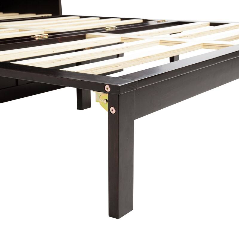 Murphy Bed Cabinet with Large Storage Drawer, Wood Hideaway Wall Bed Frame with USB Ports, Rattan Decoration Panel