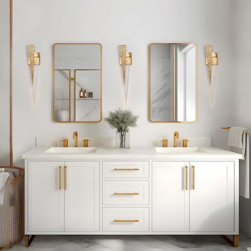 Modern Gold Glam 1-Light LED Wall Sconce Vanity Light - W4.9"xD2.8"xH24.4"
