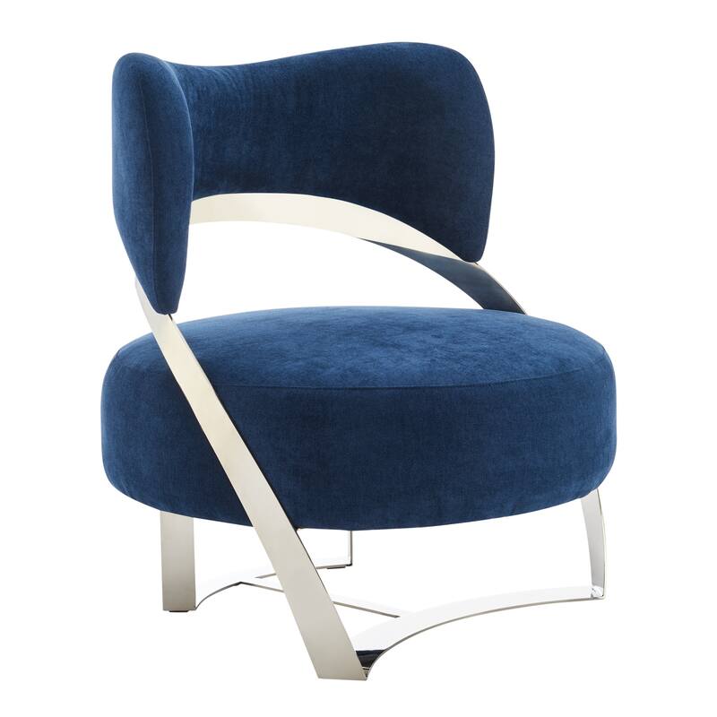 Aura Modern Blue and Chrome Accent Chair - Blue