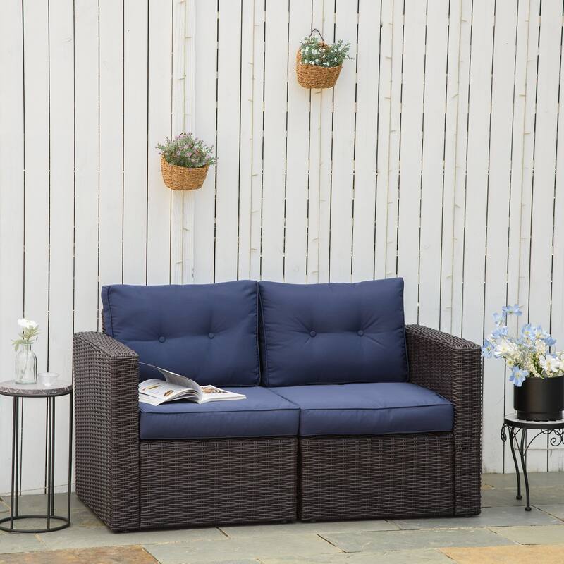 7-Piece Gray Outdoor Rattan Sectional Sofa Set with Washable Cushions, PE Wicker Patio Seating and Steel Frame