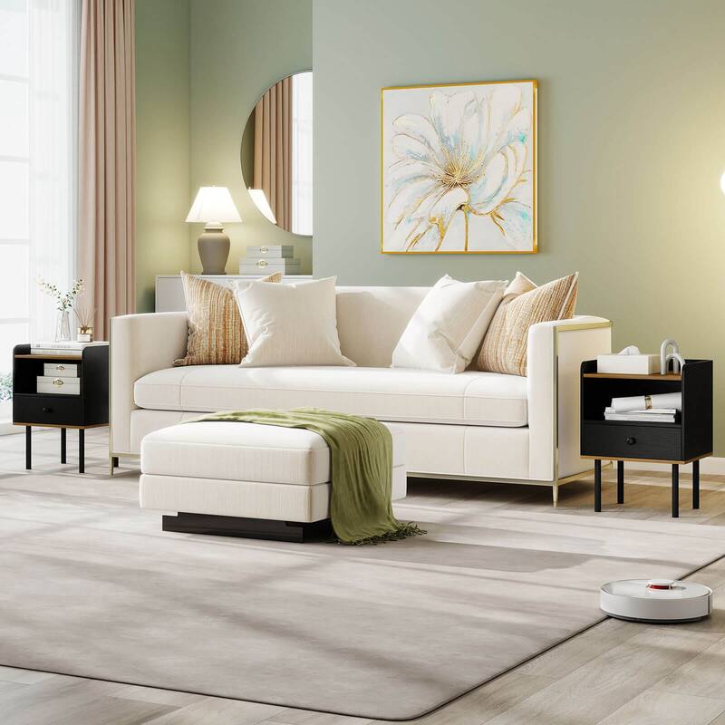 Costway Nightstand Bedside End Table with Drawer & Open Shelf for