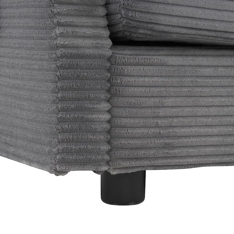 Roomfitters Compact L-Shape Sectional Sofa, Upholstered Corduroy Couch with Side Storage Pockets for Stylish Living Room