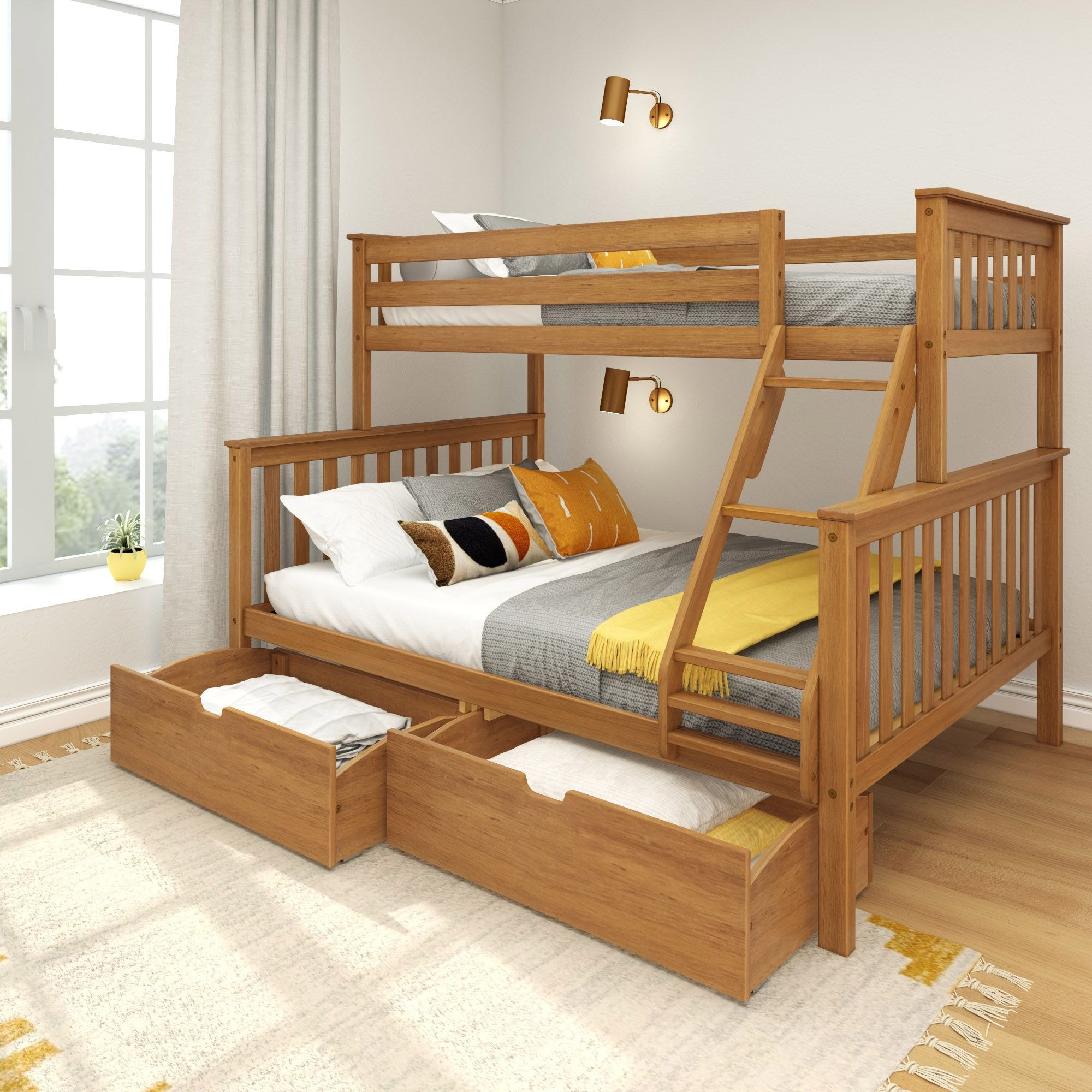 Max and Lily Twin XL over Queen Bunk Bed with Storage Drawers