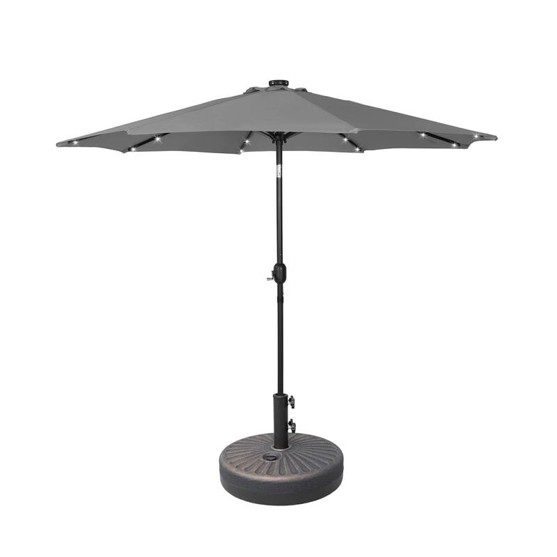 9' Solar Lighted Patio Umbrella with Bronze Base
