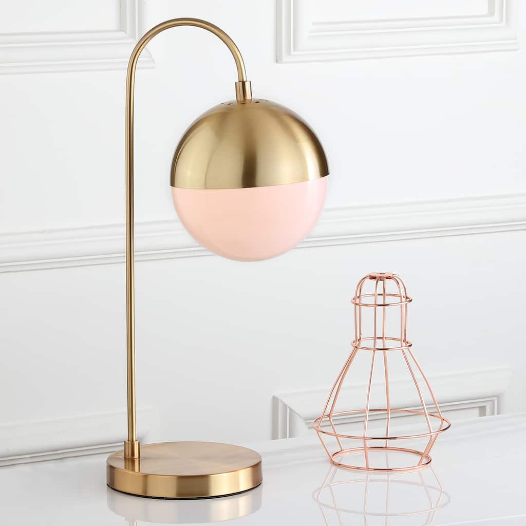 SAFAVIEH Lighting Laurenza 21-inch Mid-Century Brass Gold Led Task Table Lamp