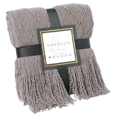 Decorative Throw Blanket - 50x60in Soft Knit with Delightful Fringe Edges for a Sophisticated and Cozy Touch to Your Home