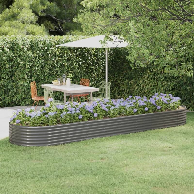 vidaXL Garden Raised Bed Patio Outdoor Raised Planter Box Powder-coated Steel - 155.9" x 39.4" x 14.2"