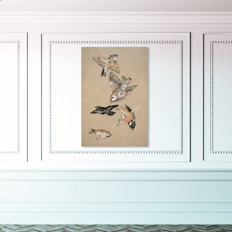 Wynwood Studio Canvas Animals Finches Brown and Tan Rustic Wall Art Canvas Print - 45 x 30