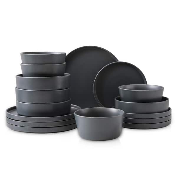Black Dishes Set For Stone Lain Celina Stoneware 24-Piece