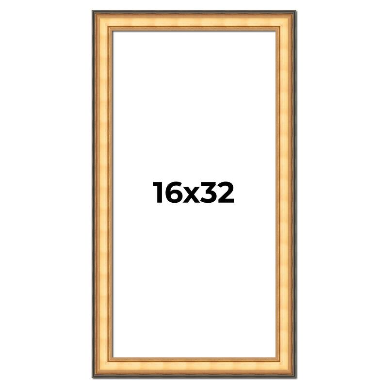 16x32 Frame Gold Plein Aire Solid Wood Picture Frame Width 2 Inches |