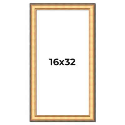 16x32 Frame Gold Plein Aire Solid Wood Picture Frame Width 2 Inches |