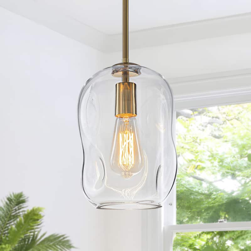 Starsky Modern 1-light Abstract Clear Glass Pendant Light - Gold - Gold
